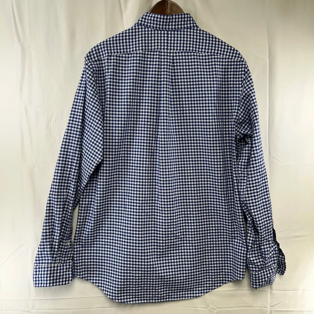 Polo Ralph Lauren Button Down Mens Large Blue Gingham Classic Fit Cotton Shirt